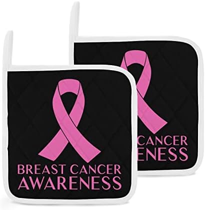 Држачи за тенџере за рак на розова рак на дојка, отпорни на топлина, топли влошки за готвење кујна 2 парчиња сет