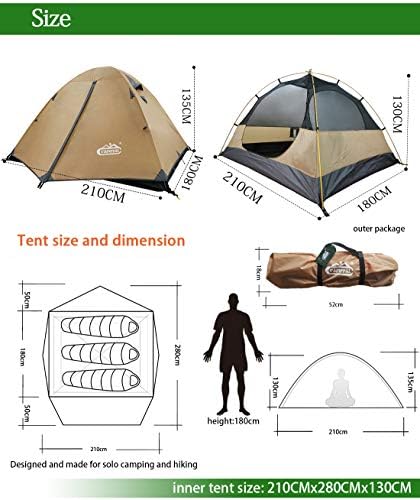Кампал 2-3 лица 4 сезони слободно ранец шатор со ветер/дожд/бура/снег/водоотпорен, двојни слоеви, двојни врати, предниот дел на предниот