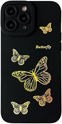 Cokey Компатибилен со Iphone 11 Pro Max Случај, Страна Симпатична Позлатена Љубов Срце Назад Блинг Пеперутка Со Целосна Камера