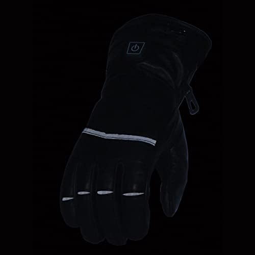 Кожа од Милвоки, MG7713Set, црна „загреана“ кожна водоотпорна рака на ракавици со I-Touch