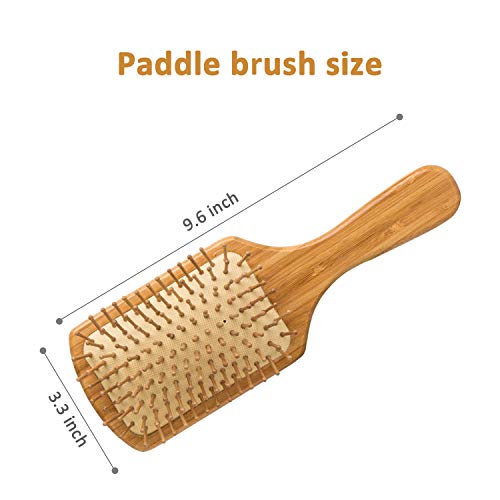 Четка за лопатка, четка за коса, изработена од чист природен бамбус, без облога за боја, масирајте го скалпот додека чешлате коса за промовирање
