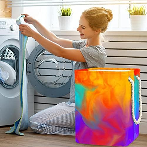 Апстрактна шарена шема корпа за перење алишта што може да се сруши правоаголен организатор за попречување за унисекс возрасни, тинејџери,