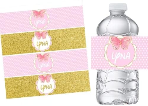 JFU Прилагодено персонализирано име налепници за шише со вода со цветни шише етикети за роденденски годишнини за свадбена декорација