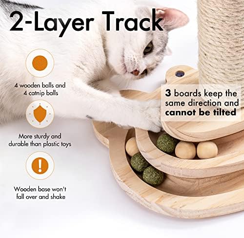 Играчка со мачки играчки со 2-слој играчка со топка со мачки со пердув, играчки за маче Интерактивна мачка играчка со осум интерактивни топки
