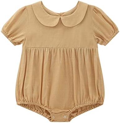 Сузел бебе девојче облека кратки ракави ромпери за пролетно лето Питер Пан јака облека за новороденчиња.