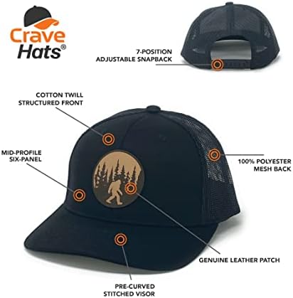 Crave Chats Bigfoot Hat, Sasquatch Hat, Bigfoot подароци, подароци од Sasquatch, капа за камиони на Bigfoot