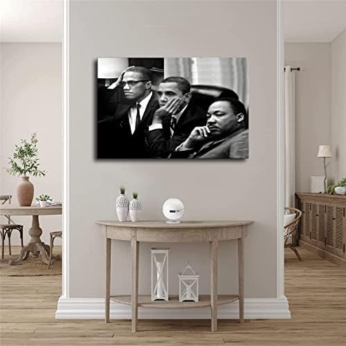 Барак Обама Мартин Лутер Кинг rуниор и Малком Х Канвас wallидна уметност постер платно платно сликање печатење wallидна уметност модерна