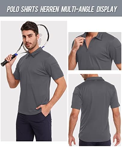 MeetHoo Поло кошули за мажи голф кошула тактички кошули Брза сув кратки ракави со џеб со џеб за секојдневно отворено