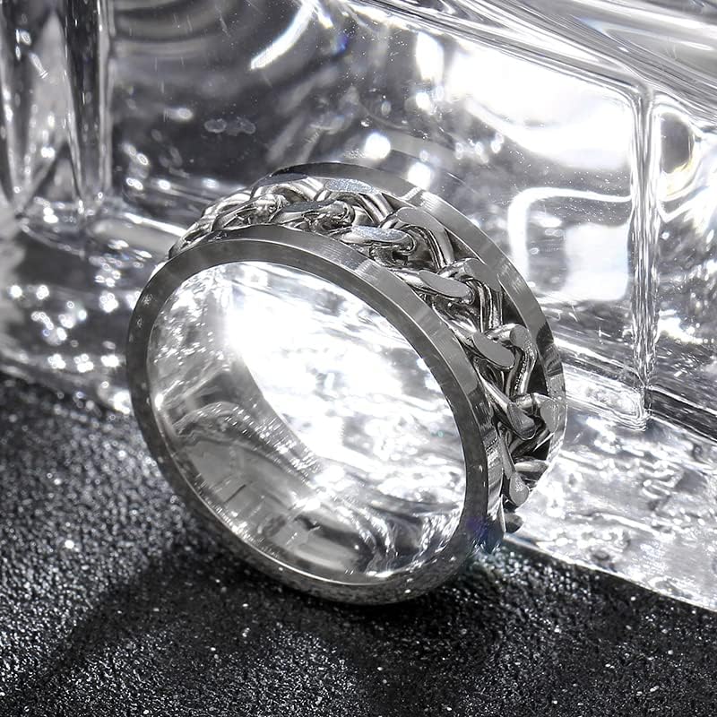 Колезо 8мм Сребрен ланец прстен за мажи и жени-64586