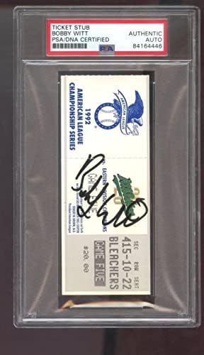 Боби Вит потпиша Аутограм автограм PSA/DNA COA Бејзбол билет никулец 1992 ALCS A's - Autographed MLB Photos