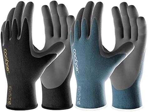 Безбедност на нитрил за микро-пена за микроб, нараквици со прсти на екранот на допир, 6 пара лесни за ракавици за мажи со испотени раце, не
