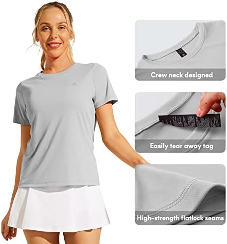 Маици за кратки ракави за атлетски кратки ракави на Haimont, лесни суви вклопувани маици на вратот на екипажот, маички за влага за влага