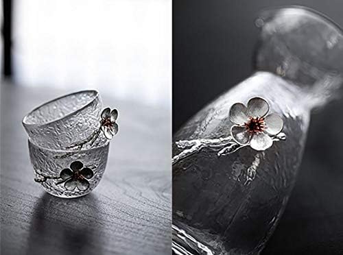 Јапонско стакло Sake Поставете го традиционалното рачно насликано дизајнирање стакло од стакло стакло занаетчиски занает - Зачукана шема Ц.