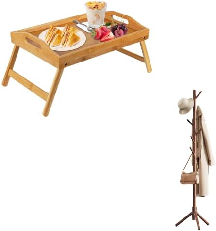 Табела за табела со бамбус кревет со преклопни нозе и решетката за палто Пипишел
