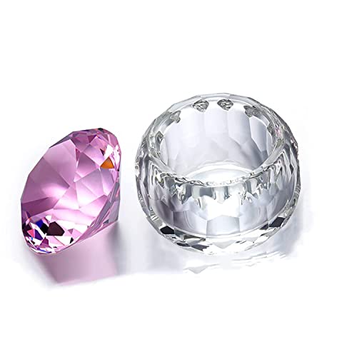 Qixivcom Дијамант чаша Кристална чаша со кристал со розови капаци за нега на нокти единечна чаша за течност за нега на нокти,