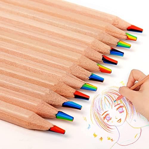 Theast 7 боја во 1 моливи за виножито за деца, 10 парчиња моливи во боја на виножито, разновидни бои за цртање на боење за скицирање