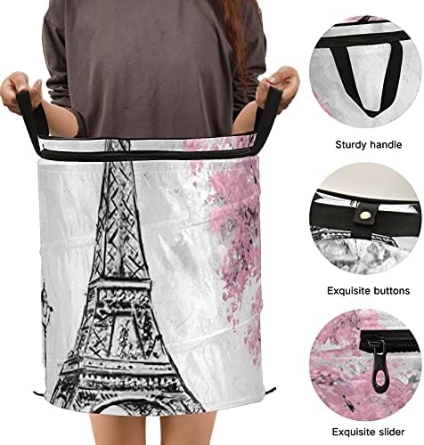 Ајфеловата кула Париз Поп -дополнете го алиштата за алишта со капаци за перење на капаците со рачки што може да се сруши за складирање