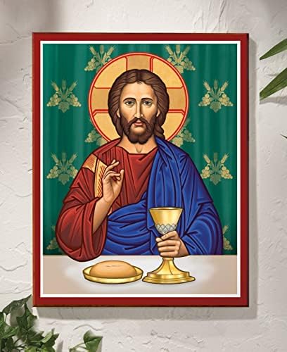 Манастирски икони Евхаристиски Христос - За Животот На Светот-Монтиран Плакета Икона Репродукција 8 х 10