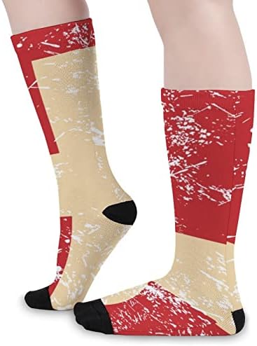 Швајцарија Ретро Знаме Мажи Модни Спортови Топли Високи Чорапи Чорапи За Теле Во Боја За Возрасни
