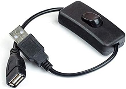 Vrabocry 2 пакет црн маж до женски USB кабел со прекинувач за вклучување/исклучување, USB -продолжение Inline Rocker Switch за рекордер