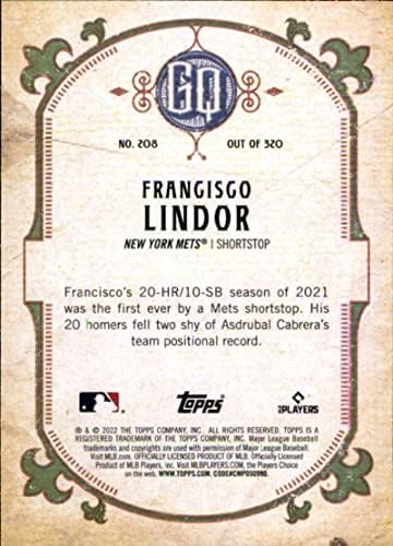 2022 Топс Циганска Кралица 208 Франциско Линдор Њујорк Метс МЛБ Бејзбол Трговска Картичка