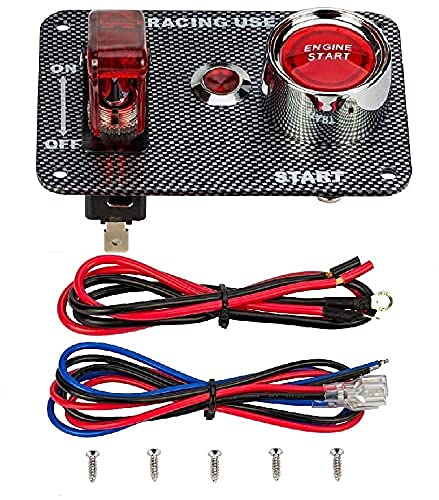 JTRON DC12V RACKINC CAR SWITCTION SWITCH PANEL CARBON FITAR SWITCH+Мотор за старт на моторот со црвен индикатор светло