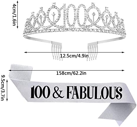 100 -ти роденденски саш и тијара за жени, 100 и чудесна Саш и Тијара Роденденска круна, Среќни 100 -ти роденденски подароци за