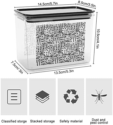 Црно Бели Коцки Кутија За Складирање Пластични Канистри За Контејнери За Организатор На Храна Со Капак За Кујна