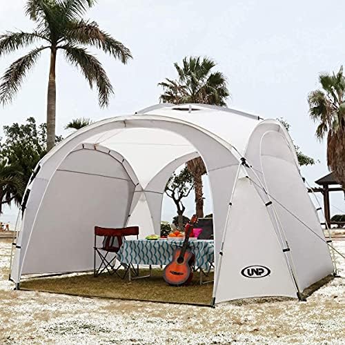 Unp лесен шатор на плажа, се појави крошна upf50+ шатор со страничен wallид, мелени штипки и столбови за стабилност, изобилство на засолниште