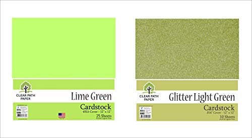 Пакет - 2 артикли со картони - вар зелена - 12 x 12 инчи - капакот од 65lb; Сјајот светло зелена - 12 x 12 инчи - 0,016 дебела - вкупно 35 листови