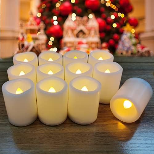12 Пакет Батерија Управувана Свеќи ПРЕДВОДЕНА Од Пламен Вотивни Светла Чај Светла Електрични Лажни Чај Свеќа Реални За Свадба Божиќ Денот