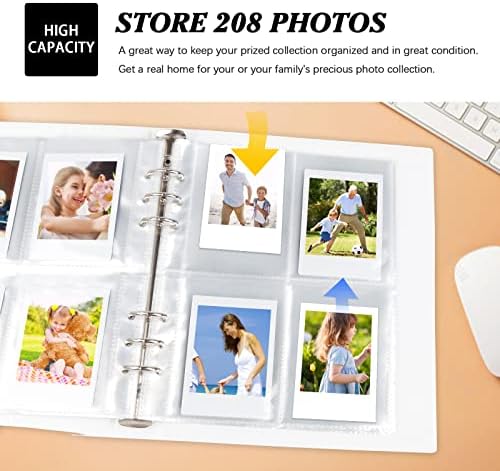 208 џебови од 3 инчен мини фото албум за Fujifilm Instax Camera, Kpop Photocard Binder, Love Heart Hollow Photocard Holder Book, држач