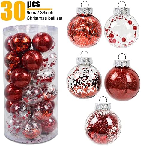 Божиќни украси за топка, 30 парчиња распрскувани божиќни украси топки за дрвја за декорација на свадбени венчавки
