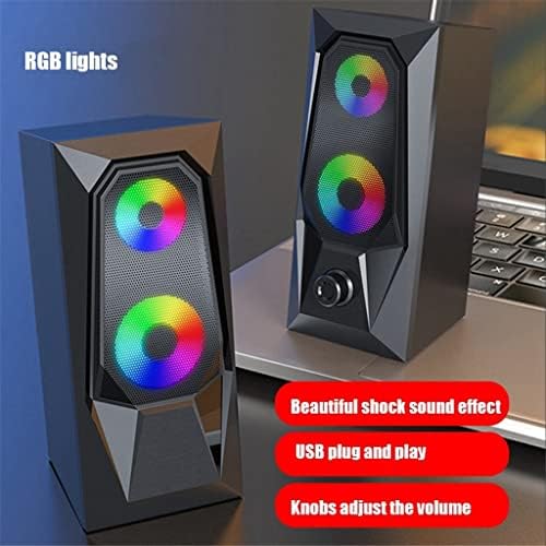 Lhlll Компјутерски Звучник Компјутерски Звучник 7 Бои LED Ефект Звук Прозрачна RGB Десктоп Компјутер Аудио