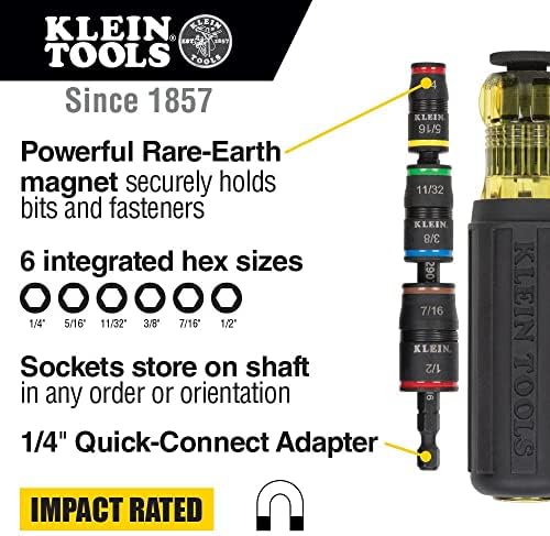 Klein Tools AEPJS1 Bluetooth звучник и 32900 возач на удар, 7-во-1 удар на флип-приклучок поставен со рачка, 6 хексадецимални