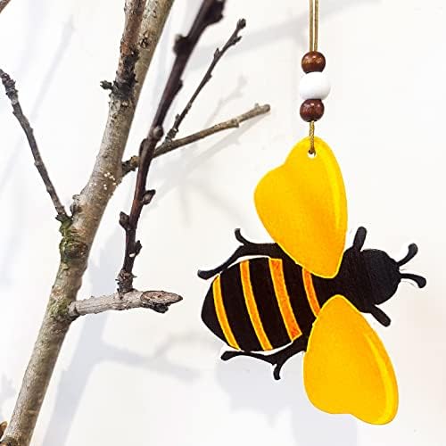 Орнаменти од пчела дрвена бумбава мед пчела виси украси за дрвја венец знак за чаршави куќа симпатична забава подароци Божиќна пчела фестивал