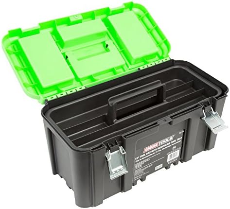 Oemtools 22179 19 инчи кутија со алатки поставени со отстранлив фиока за алатки, црна и зелена, 19 -инчен средно алатки организациски систем