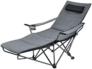 Сонцето прилагодливо лежење на салон за салони, преносен стол за кампување со преклопување со отстранлив памучен перница, потпирач за нозе, перница
