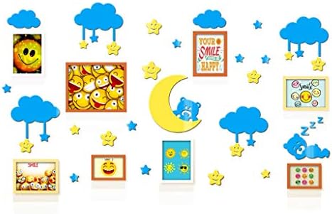Налепница за wallидови за расадник градинка детска соба украс креативни starsвезди месечина облак рамка рамка налепница фото табла