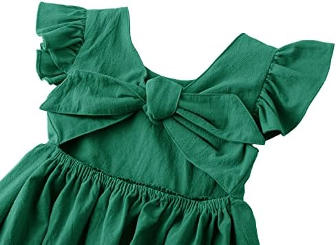 Девојки за девојчиња од Lymanchi Toddler Linen Ruffle без ракави вратоврски за бебиња бебешки необични фустани