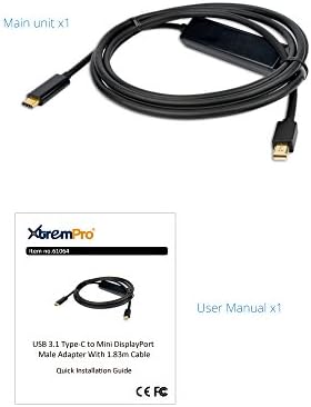 XtremPro 3.1 USB Тип-C До Mini DisplayPort Машки Адаптер Кабел 4K2K@60Hz W/ 6ft/ 1.83 M Кабел за iMac, Macbook Pro, MacBook, Air, Chromebook -