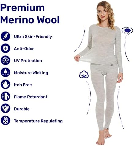Меринновација мерино волна од врвови и дното за жени мерино волна термички долг ракав и долга пантолона