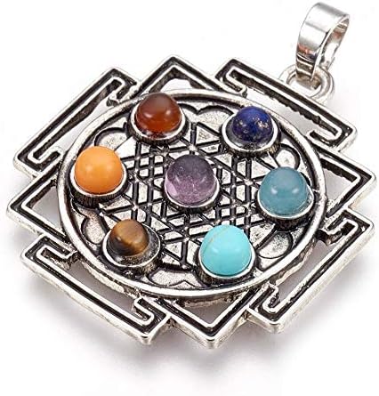7 Чакра камен приврзоци ѓердан Reiki Energy Crystal Stones Divination Pendulum за жени девојки мажи - Енергизиран чакра баланс - цинк