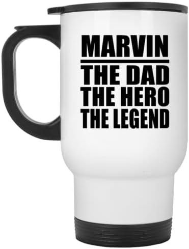 Дизајнирајте го Марвин Таткото Херој Легендата, бела патувачка кригла 14oz не'рѓосувачки челик изолиран Тумблер, подароци за роденденски