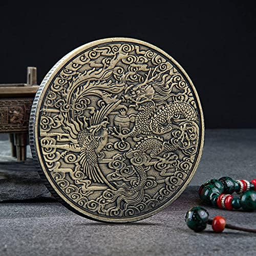 Традиционален Кинески Змеј И Феникс Сребрена Позлатена Комеморативна Монета Заштитна Колекција Подарок Шифрирана Валута Монета