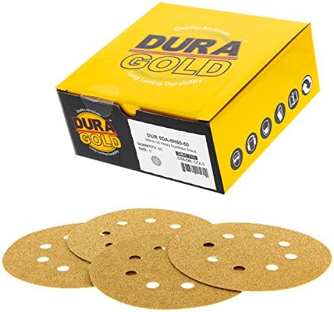 Дура-злато 60 решетки од 5 дискови со шкурка, 8 дупки и влошки за интерфејс со мека густина