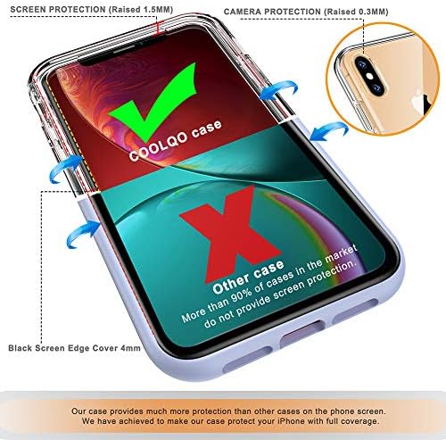 COOLQO Компатибилен За Iphone Xs Max Случај 6,5 Инчи, со [2 x Калено Стакло Заштитник На Екранот] Јасна 360 Целосна Покриеност На Телото Силиконски