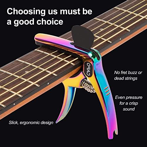 Гитара Капо, 3-во-1 мултифункционално капо за акустични и електрични гитари со држач за избирање и пин-влечник, додатоци за гитара, градиентни