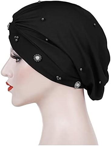 Капа, женски капа Дејзи, мала баоту капа ноќ хемотерапија турбан крст капа чело прилагодлива капа за жени црно
