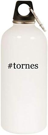 Производи од Моландра Торнс - 20oz хаштаг не'рѓосувачки челик Бело шише со бела вода со карабинер, бело